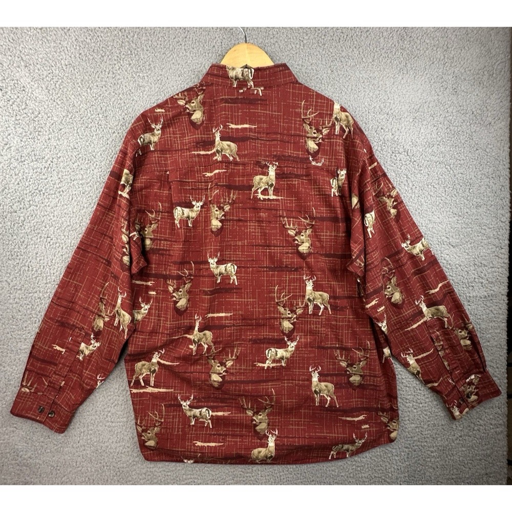 Columbia River Lodge Shirt Mens XL Red Whitetail Deer Long Sleeve Button Up - Picture 3 of 9